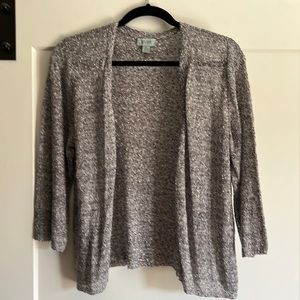 Woven marbled grey knit “shrug” by River.